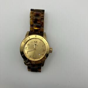 Viceroy Quartz Watch Gold Tone Tortoise Shell Band 30M Water Resistant Date Dial